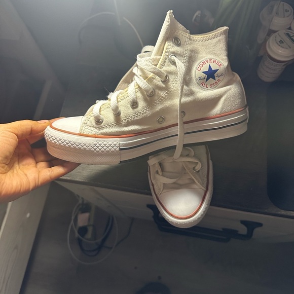 Converse White High Tops with Red Accents - Picture 1 of 6